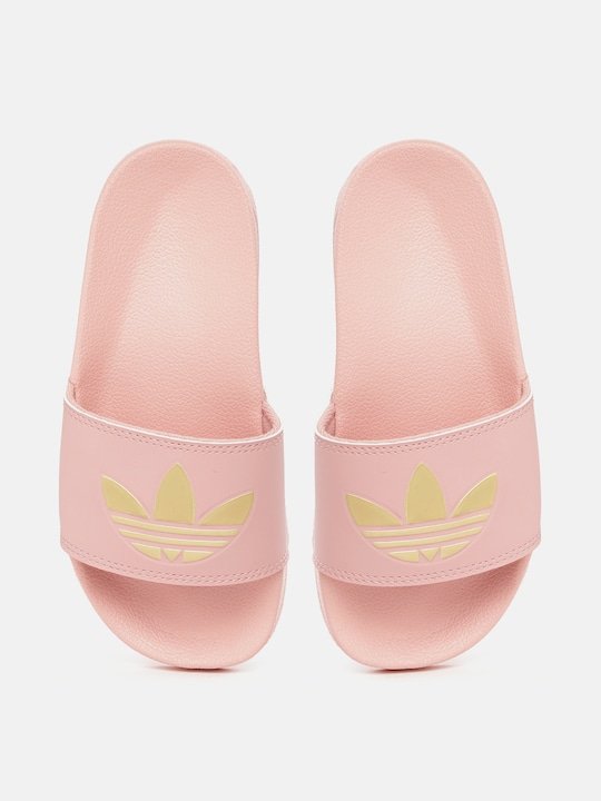 ADIDAS Originals Women Pink & Gold-Toned Brand Logo Printed Sliders - View 3