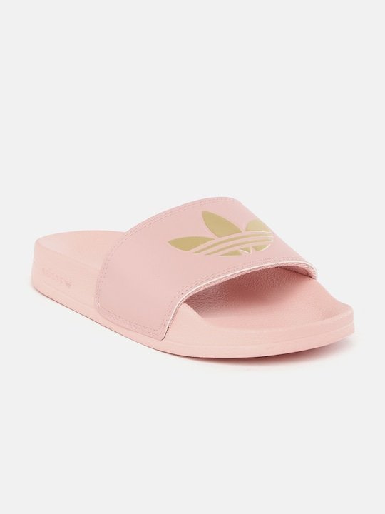 ADIDAS Originals Women Pink & Gold-Toned Brand Logo Printed Sliders