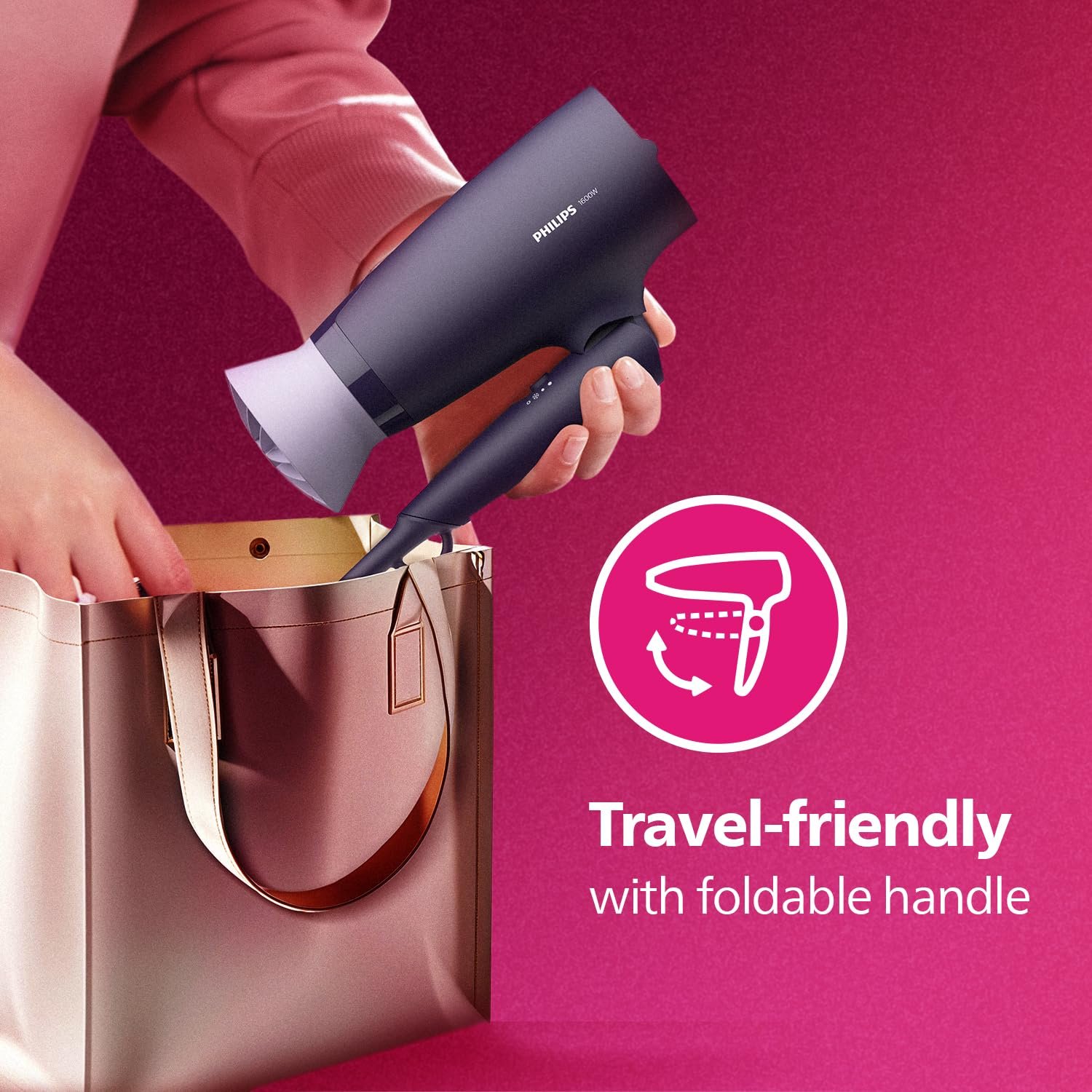 Philips Hair Dryer Powerful Drying with Less HeatIIonic Care for Smooth &amp; Shiny HairI 3 Styling Options for Salon like BlowdryI 1600 WattsI Cool ShotI Men &amp; WomenI 2 Year WarrantyI BHD318/00, Purple - View 2