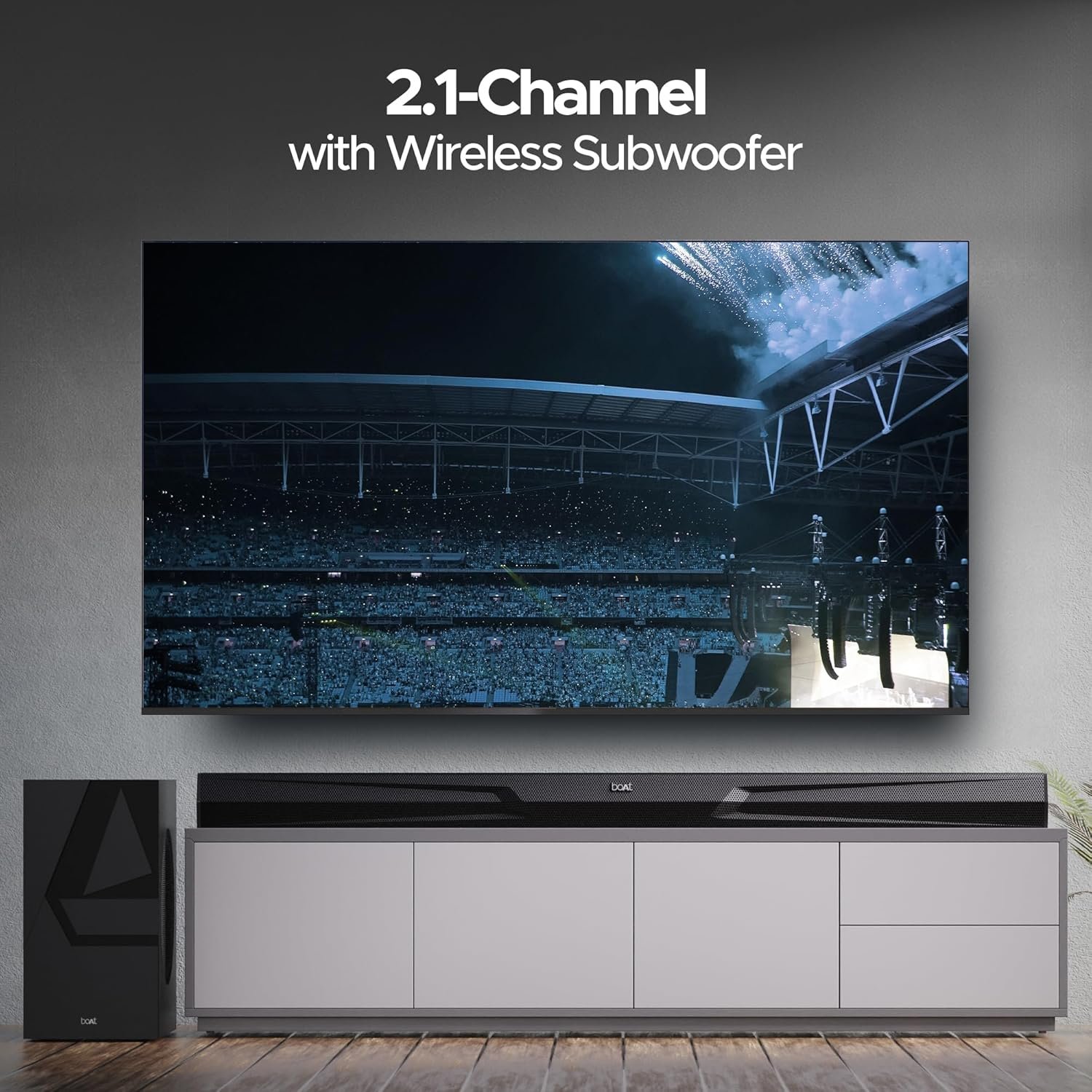 boAt Aavante Bar Quake Pro, 240W Signature Sound, 2.1CH, Wireless Subwoofer, BT v5.3, Multiple Ports, Bass &amp; Treble Controls, Bluetooth Sound bar, Home Theatre Soundbar Speaker (Premium Black) - View 5