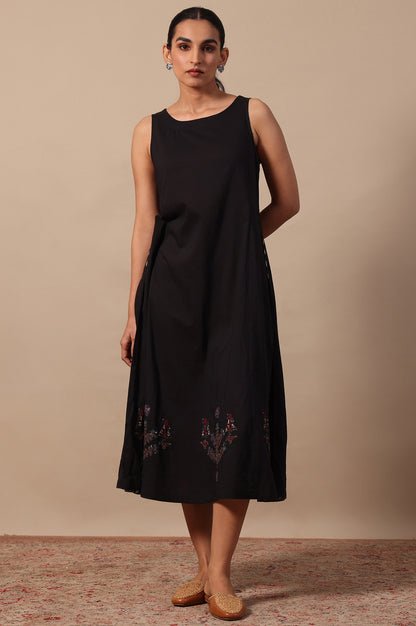 Solid Flared Pure Cotton Dress - View 3
