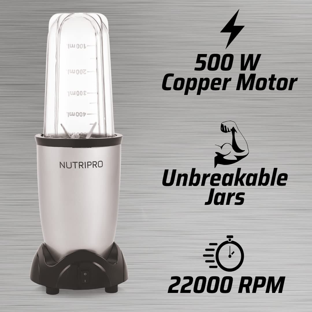NutriPro Juicer Mixer Grinder - Smoothie Maker - 500 Watts (2 Jar, Silver) - 2 Year Warranty - View 3
