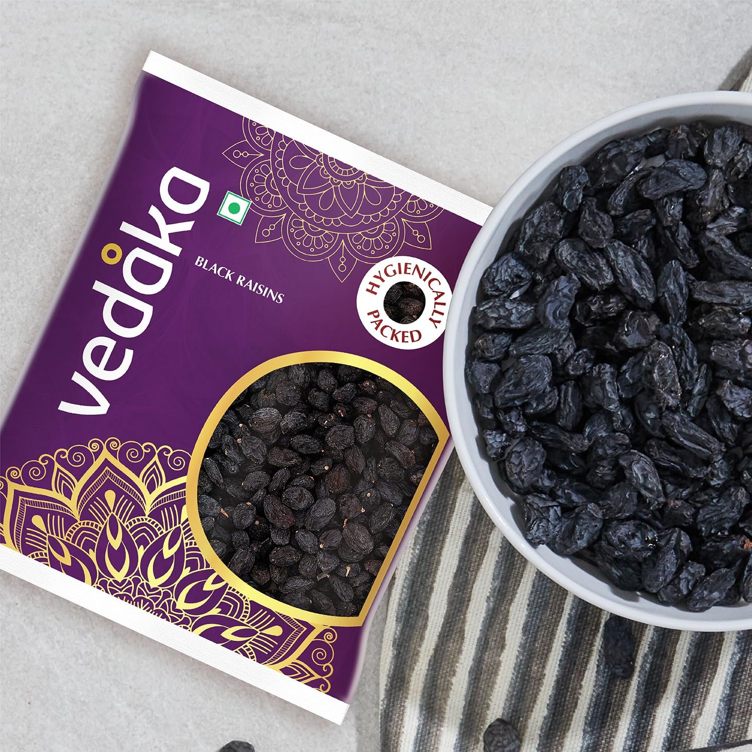 Vedaka Black Raisins | Seedless | 500 G | Premium Kali Kishmish | Kali Draksh | Dry Fruits | Flavourful &amp; Delicious Snack | Source Of Potassium &amp; Dietary Fibre | Ambient Temperature - View 6
