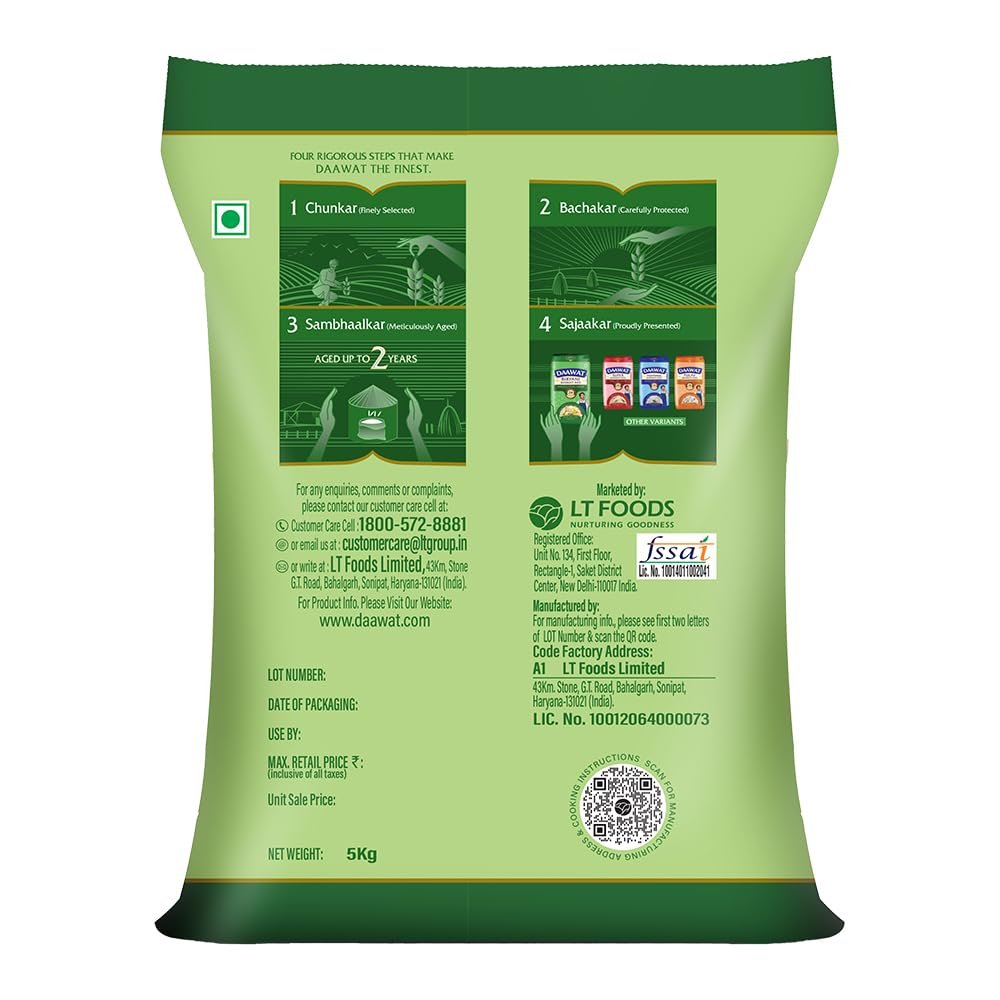 5 Kg Daawat Biryani Basmati Rice | World s Longest Rice Grain expands 24mm* | Tasty, Non-sticky &amp; Rich Aroma |Naturally Aged - View 6