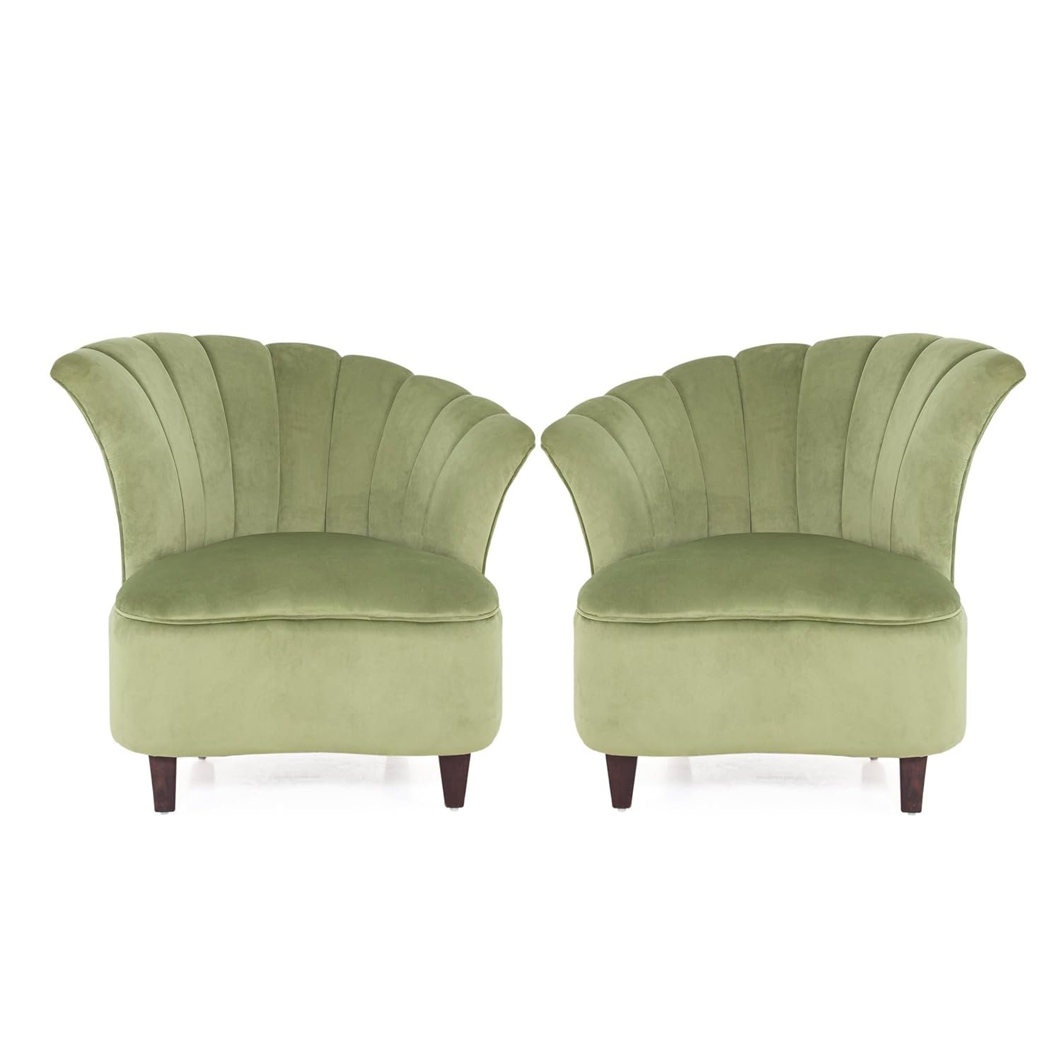 Peachtree Butterfly 1 Seater Chair for Living Room, Mango Wooden Frame &amp; Sheesham Wood Leg | Velvet Fabric Chair for Dining Room | Single Seater Chair | No Armstyle |1 Year Warrranty (Set of 2, Green) - View 4