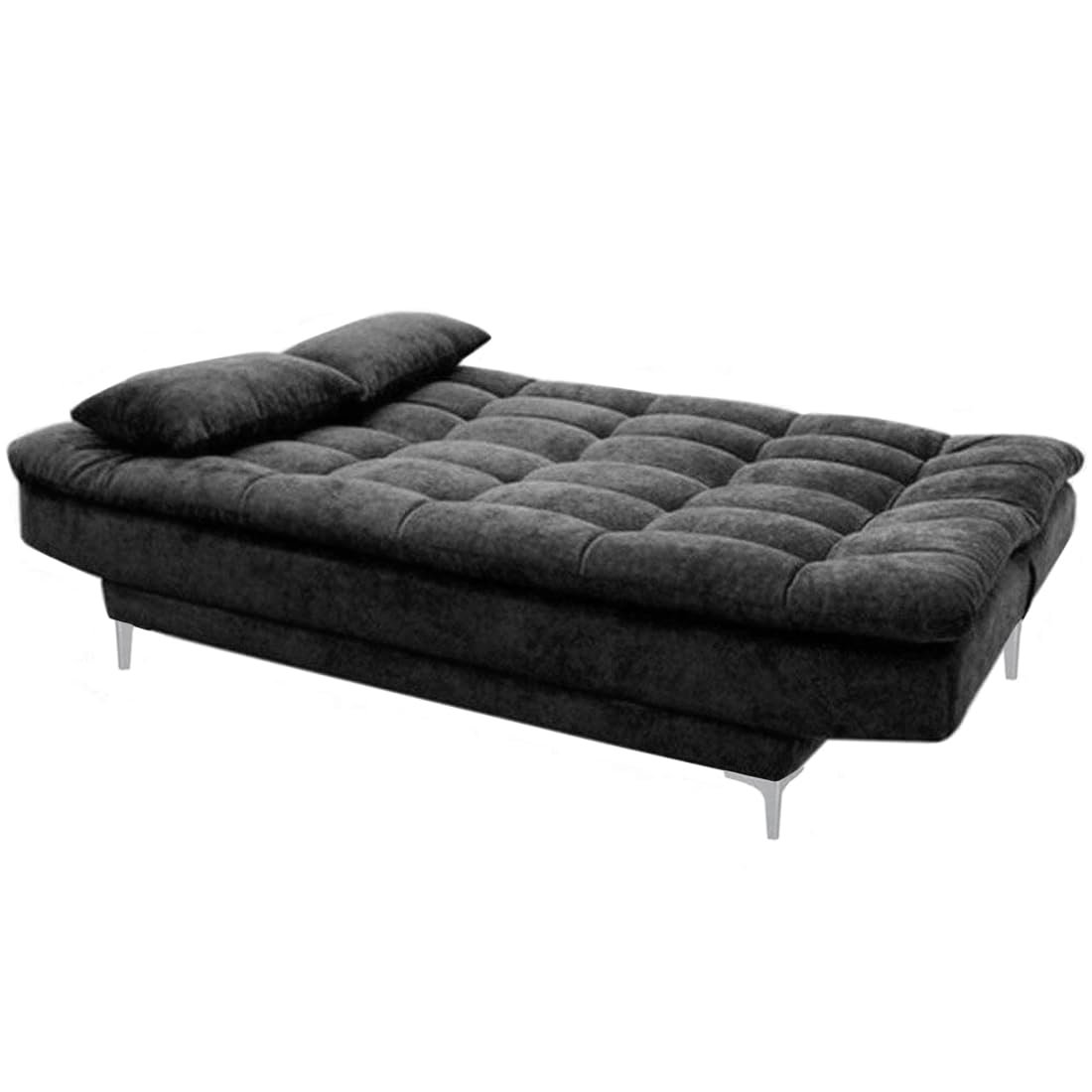 FURNY Supersoft 3 Seater Fabric Sofa Cum Bed Set (Dark Grey) - View 6