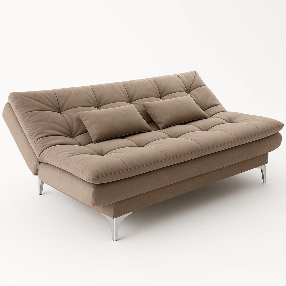 FURNY Eagel 3 Seater Fabric Sofa Cum Bed Set with 2 Cushions, Best Fit for Indian Homes, Living Rooms, Offices with 3 Year Warranty (Beige Color)