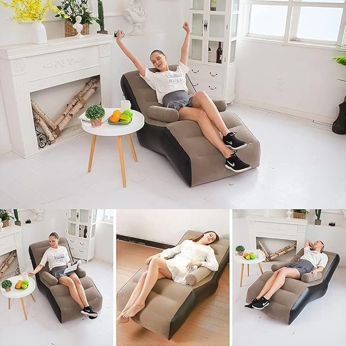 Pearo Inflatable Air Sofa Chair - Portable Single Seater Recliner Sofa Bed Set with Pump, Comfortable Air Chair, Inflatable Lounge Chair for Home, Outdoors &amp; Travel - View 5