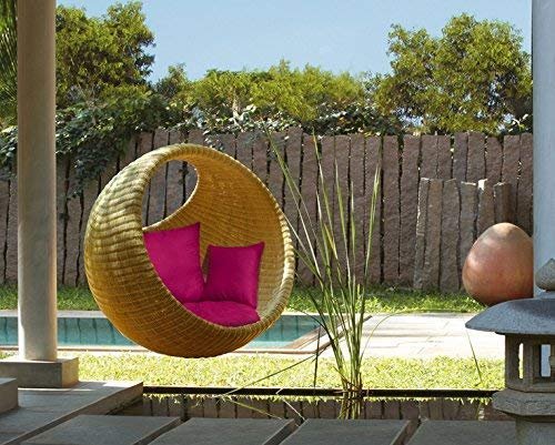 Hanging Swing Chair for Balcony &amp; Living Room | Handwoven Cane Hammock Zula for Adults | Indoor Outdoor Single Seater Jhula | Handmade Rattan Swing Chair (91x46x91 cm) - View 2