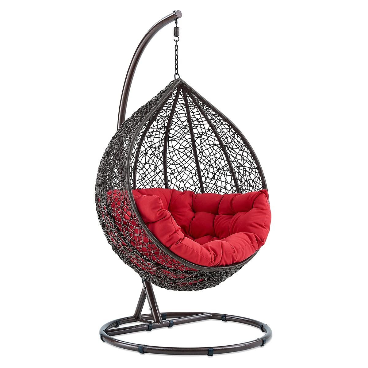 Rattan Knots Craft India Single Seater Swing Chair With Stand &amp; Cushion Outdoor Indoor Balcony Garden Patio,Powder Coated Frame,Uv Protected Wicker,Premium Cushion Af_In_038 - View 2