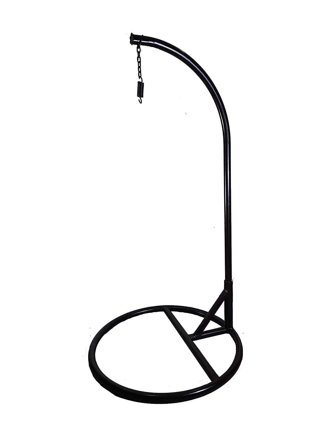 Rattan Knots Craft India Single Seater Swing Chair With Stand &amp; Cushion Outdoor Indoor Balcony Garden Patio,Powder Coated Frame,Uv Protected Wicker,Premium Cushion Af_In_038 - View 4